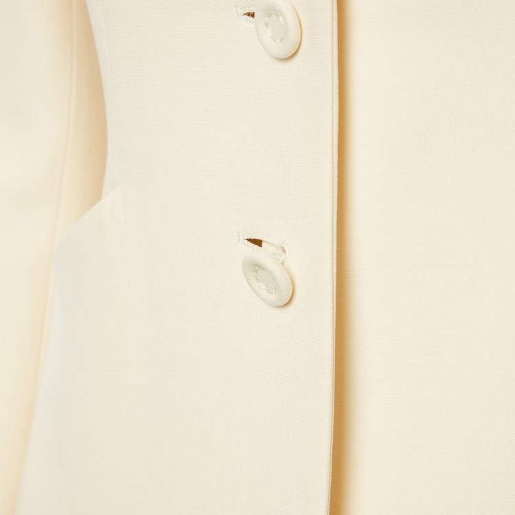 Pre Owned Christian Dior Cream Wool Blend Single Breasted Blazer M