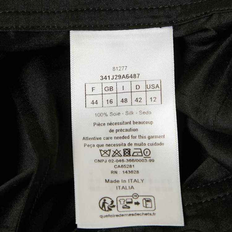 Pre Owned Christian Dior Black Dupion Silk Pleated Maxi Wrap Skirt L