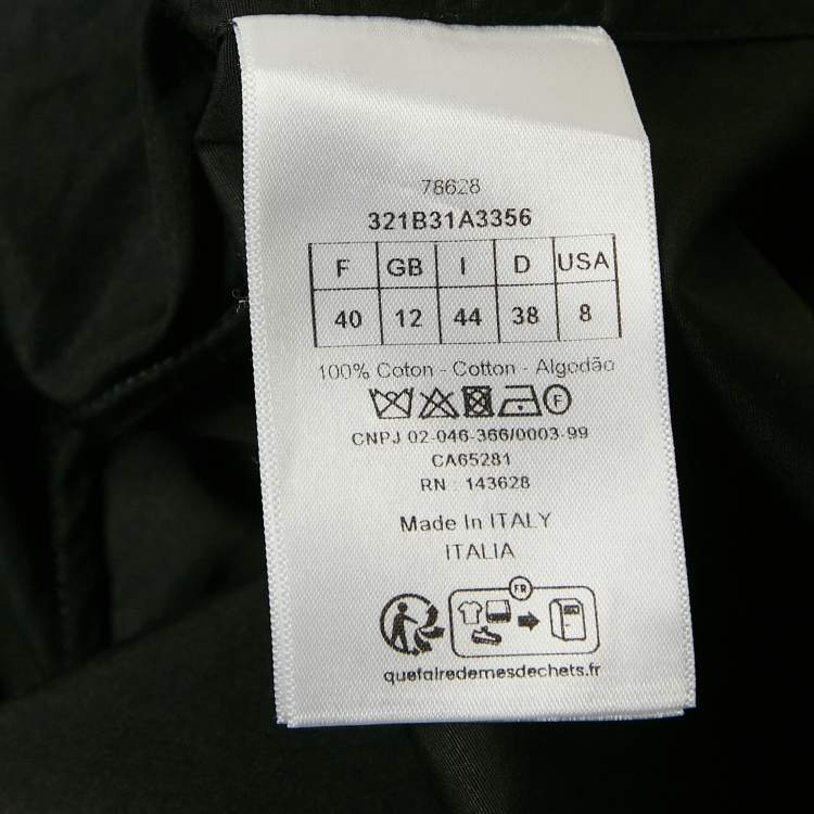 Pre Owned Christian Dior Black Cotton Pleated Half Placket Blouse M