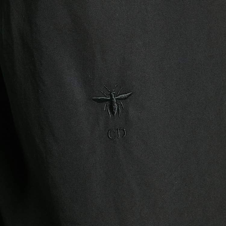 Pre Owned Christian Dior Black Cotton Pleated Half Placket Blouse M