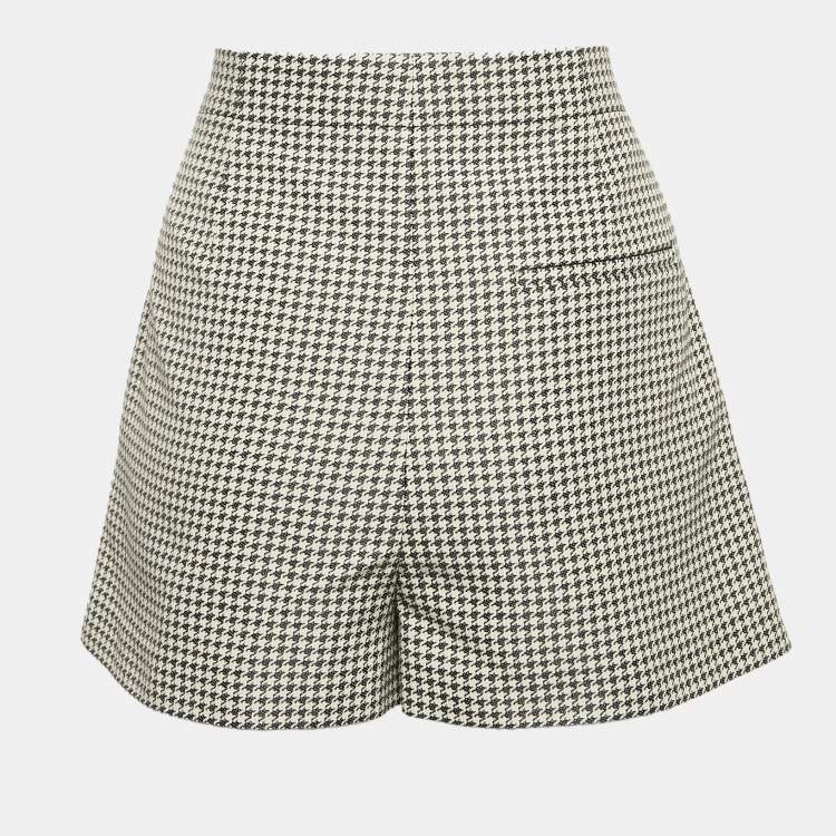 Pre Owned Christian Dior Blue/White Cotton Blend Micro-Houndstooth skort M