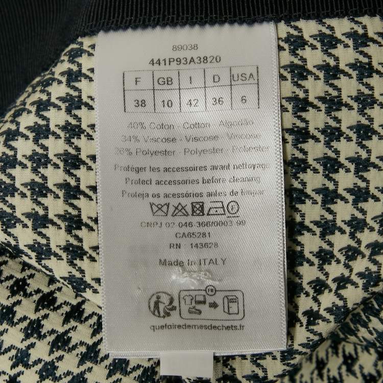 Pre Owned Christian Dior Blue/White Cotton Blend Micro-Houndstooth skort M