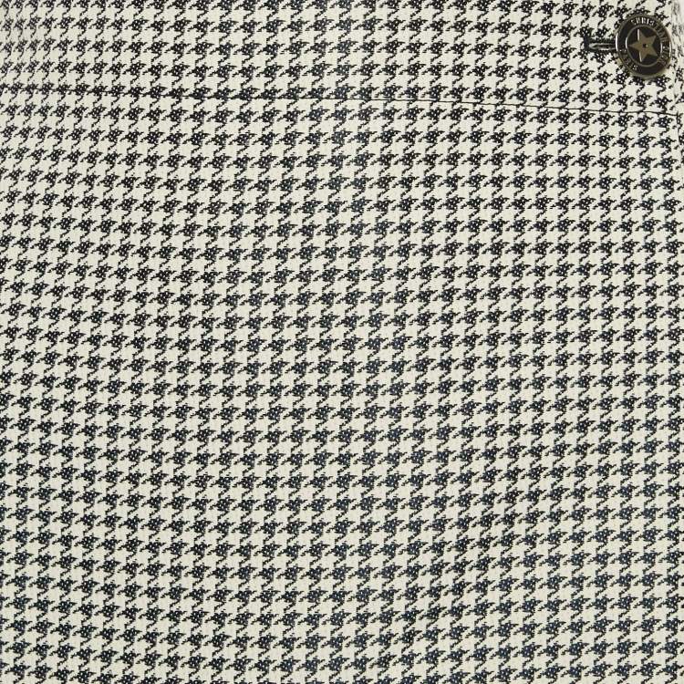 Pre Owned Christian Dior Blue/White Cotton Blend Micro-Houndstooth skort M
