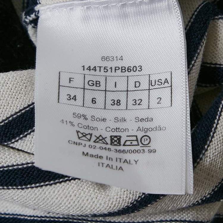 Pre Owned Dior White Striped Marbela Silk Knit Sleeveless Top S