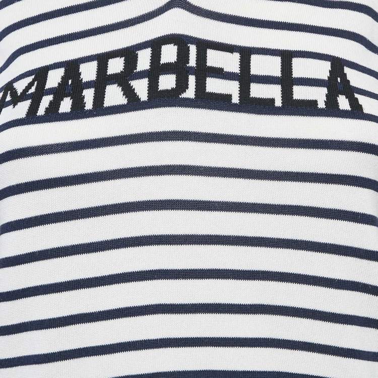 Pre Owned Dior White Striped Marbela Silk Knit Sleeveless Top S