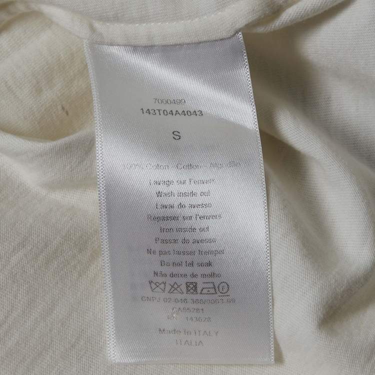 Pre Owned Dior White Logo Patterned Cotton Short Sleeve T-Shirt S