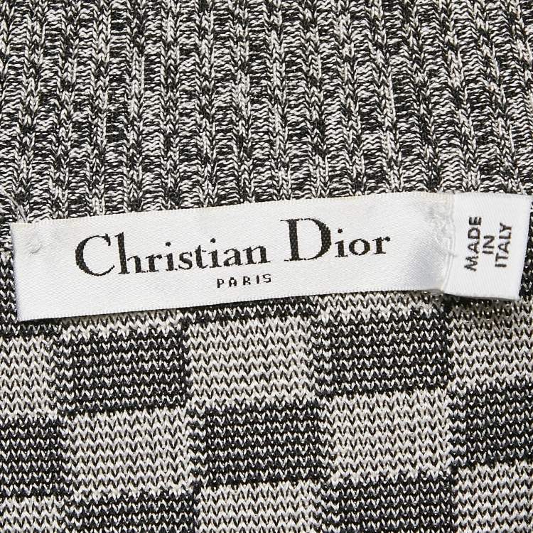 Pre Owned Christian Dior Black/White Checks J'Adior Stretch Knit Zip-Up Jacket S