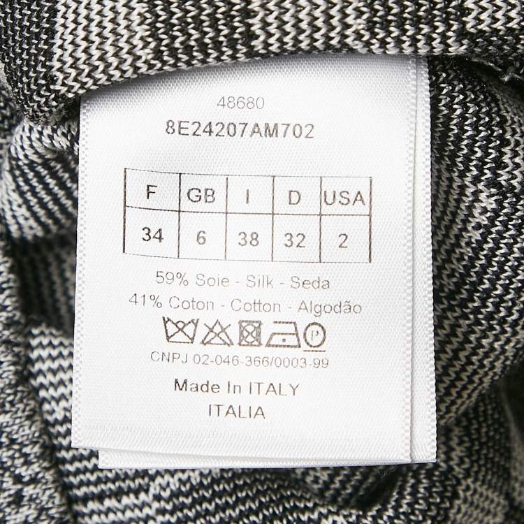 Pre Owned Christian Dior Black/White Checks J'Adior Stretch Knit Zip-Up Jacket S
