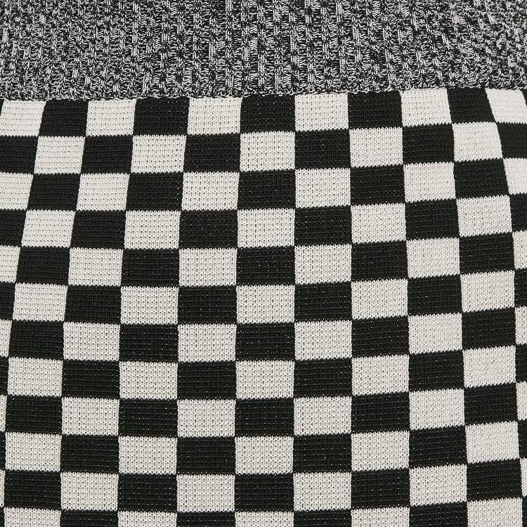 Pre Owned Christian Dior Checkboard Stretch Knit Mini Skirt S