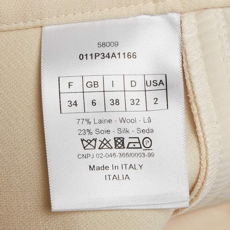 Pre Owned Christian Dior Cream Wool Blend Pleated Shorts S