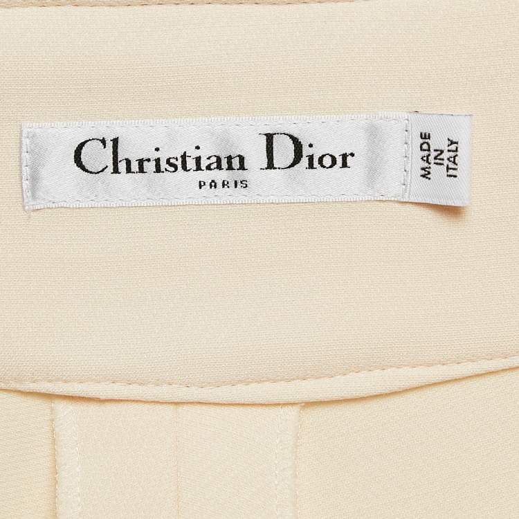 Pre Owned Christian Dior Cream Wool Blend Pleated Shorts S