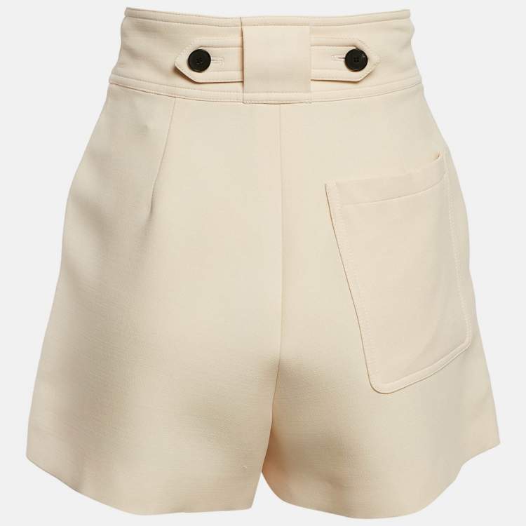 Pre Owned Christian Dior Cream Wool Blend Pleated Shorts S