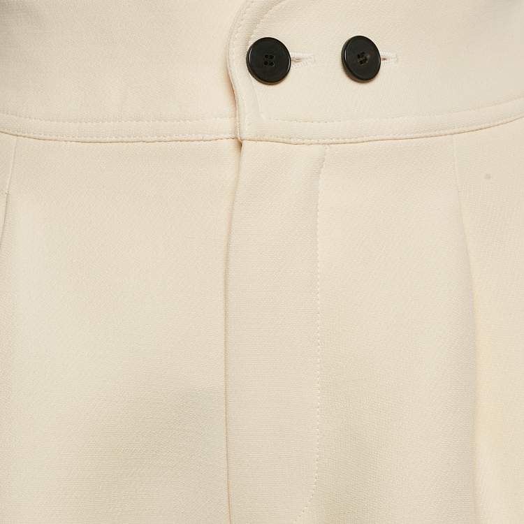 Pre Owned Christian Dior Cream Wool Blend Pleated Shorts S