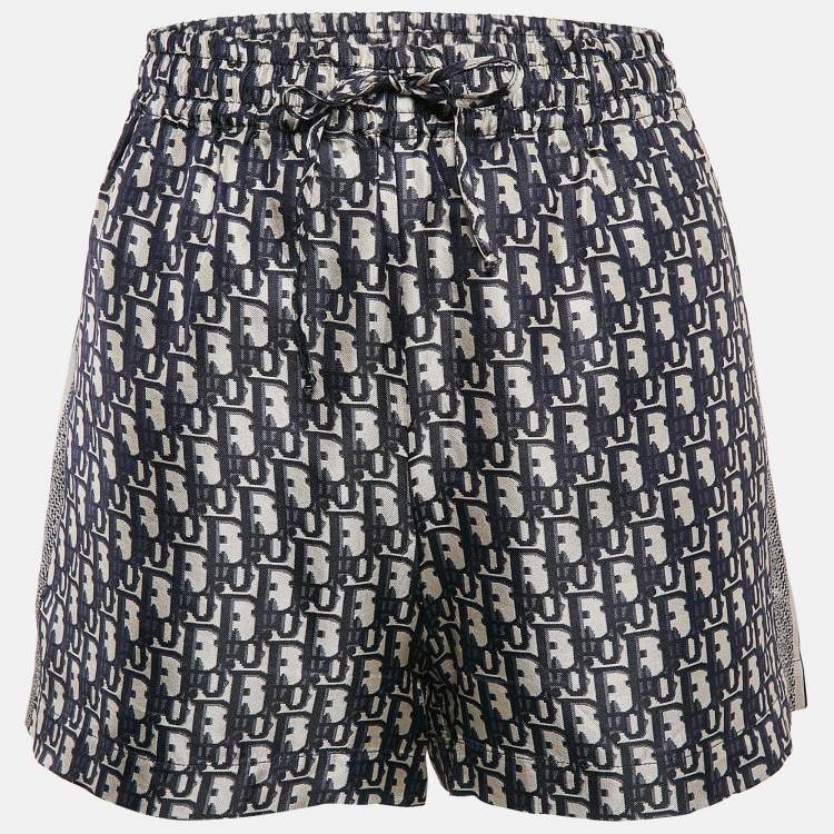 Pre Owned Christian Dior Blue Oblique Silk Shorts M