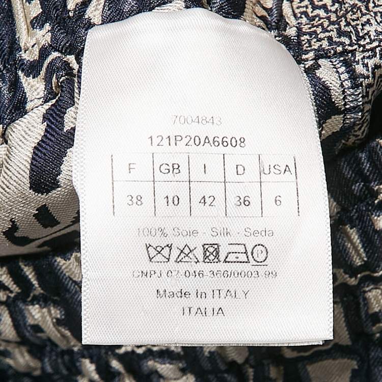 Pre Owned Christian Dior Blue Oblique Silk Shorts M