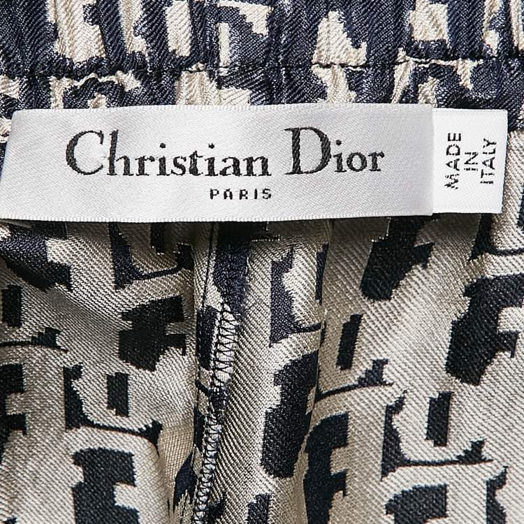 Pre Owned Christian Dior Blue Oblique Silk Shorts M