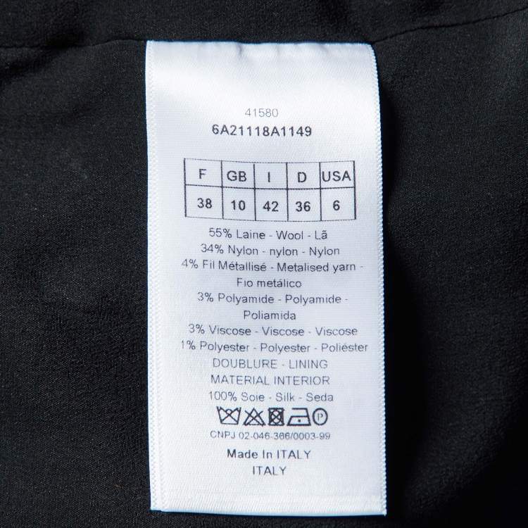 Pre Owned Dior Black Tweed Vest Coat M