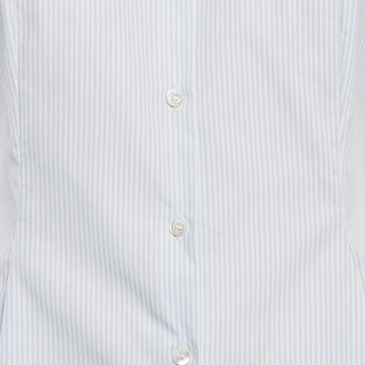 مملوكة مسبقًا Dior Blue Pinstripe Cotton Sleeveless Flared Shirt M