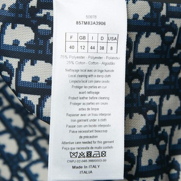 Pre Owned Dior Navy Blue Cotton Blend Double Breasted Trench Coat M