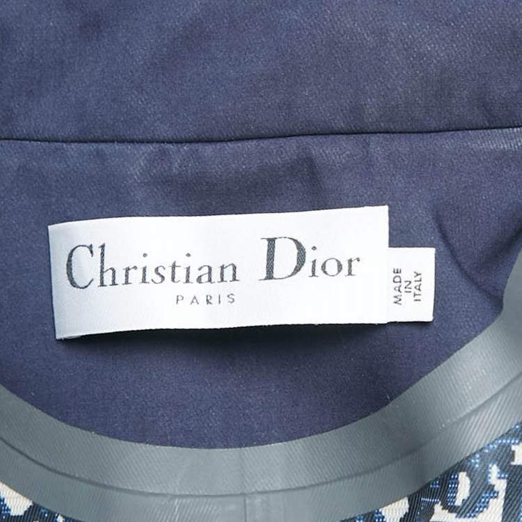 Pre Owned Dior Navy Blue Cotton Blend Double Breasted Trench Coat M
