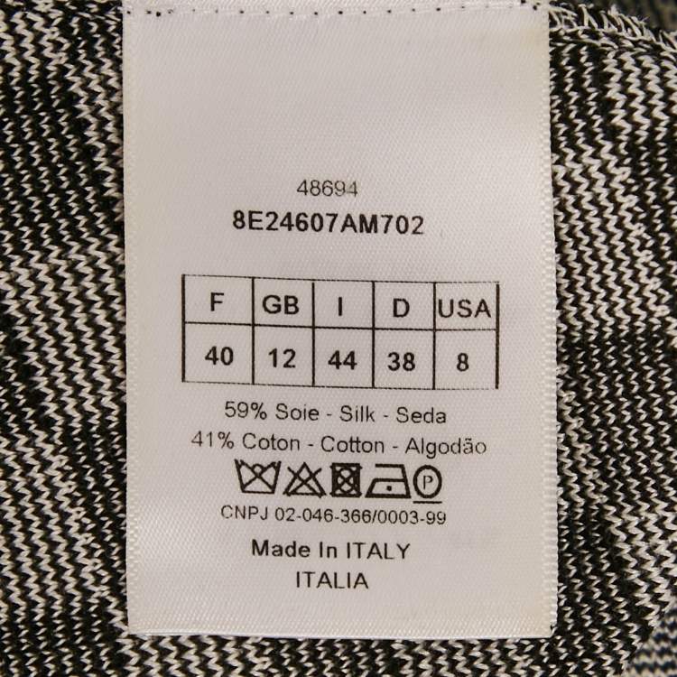 Pre Owned Dior Black/White Check Pattern Jersey Bodycon Midi Dress M