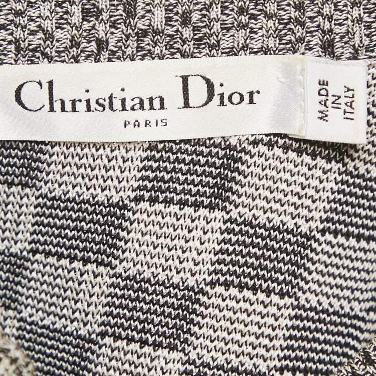 Pre Owned Dior Black/White Check Pattern Jersey Bodycon Midi Dress M