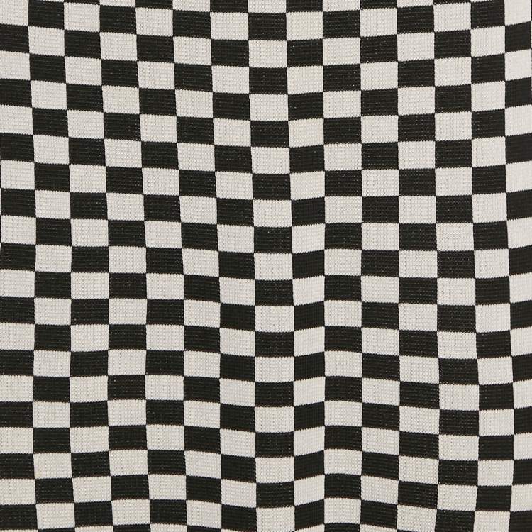 Pre Owned Dior Black/White Check Pattern Jersey Bodycon Midi Dress M