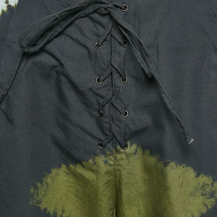 Pre Owned Dior Multicolor Tie-Dye Print Cotton Lace-Up Detail Pants M