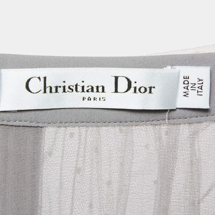 Pre Owned Christian Dior Light Pink & Grey Polka Dot Tulle Maxi Skirt S