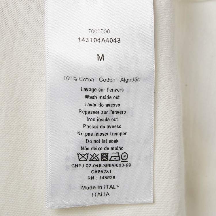 Pre Owned Dior White Logo Jacquard Cotton Knit T-Shirt M