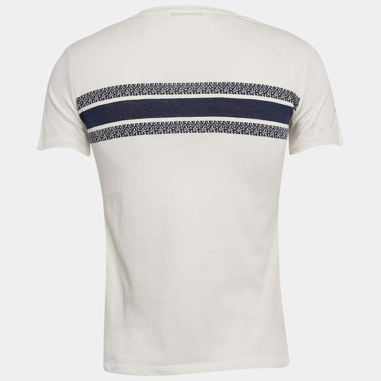 Pre Owned Dior White Logo Jacquard Cotton Knit T-Shirt M