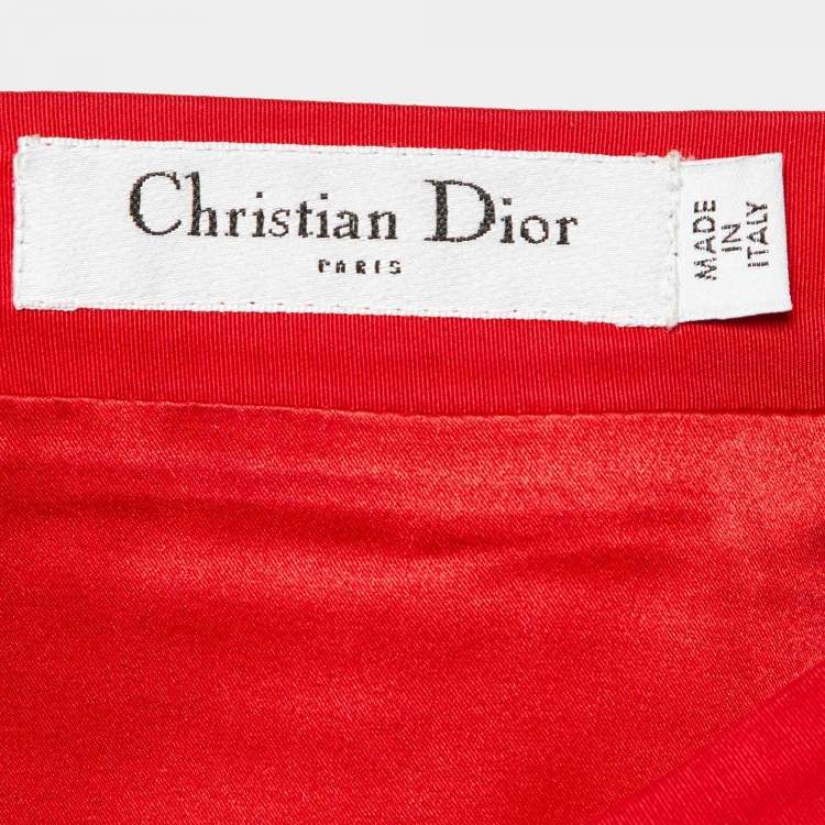 Pre Owned Dior Red Cotton and Silk Midi Skirt M