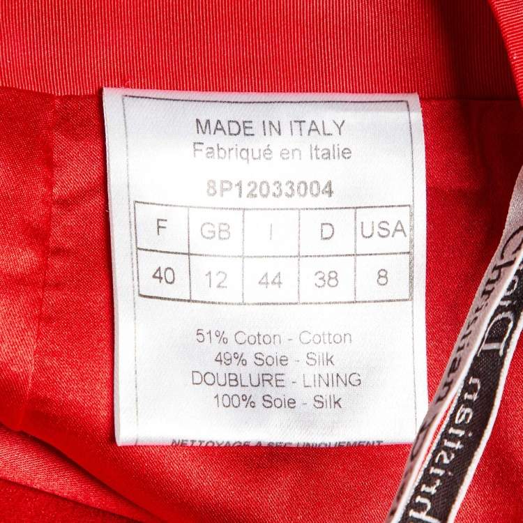 Pre Owned Dior Red Cotton and Silk Midi Skirt M