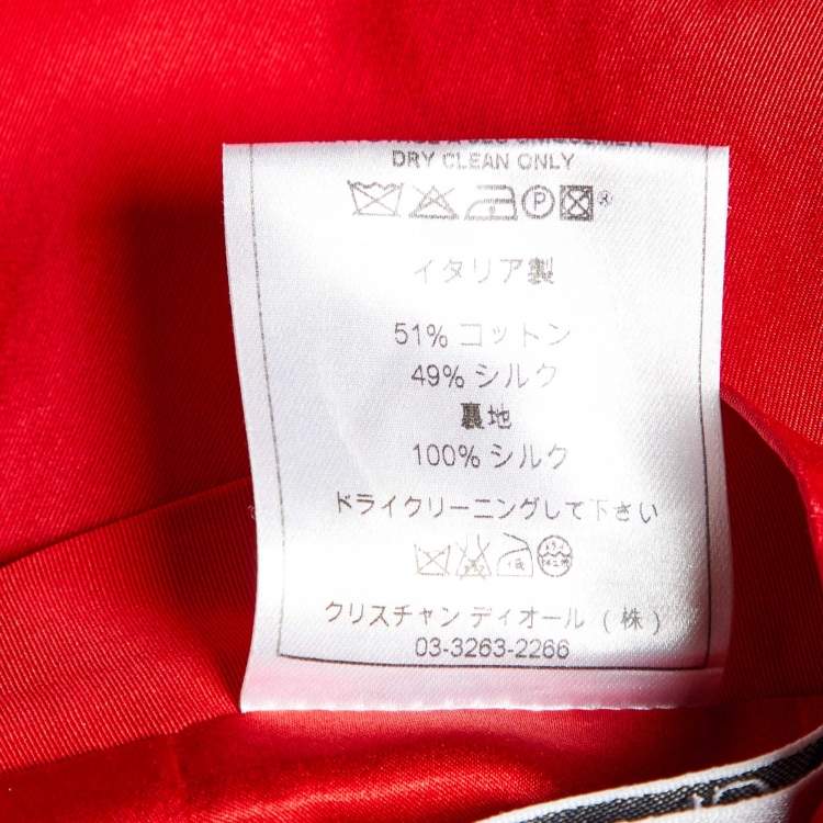 Pre Owned Dior Red Cotton and Silk Midi Skirt M