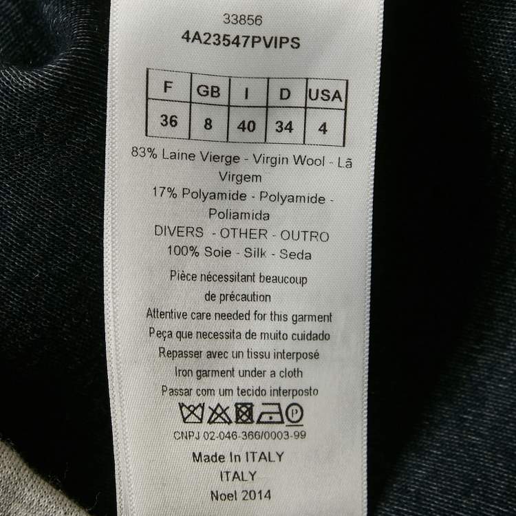 Pre Owned Christian Dior Grey Floral Silk Applique Wool Sweatshirt S