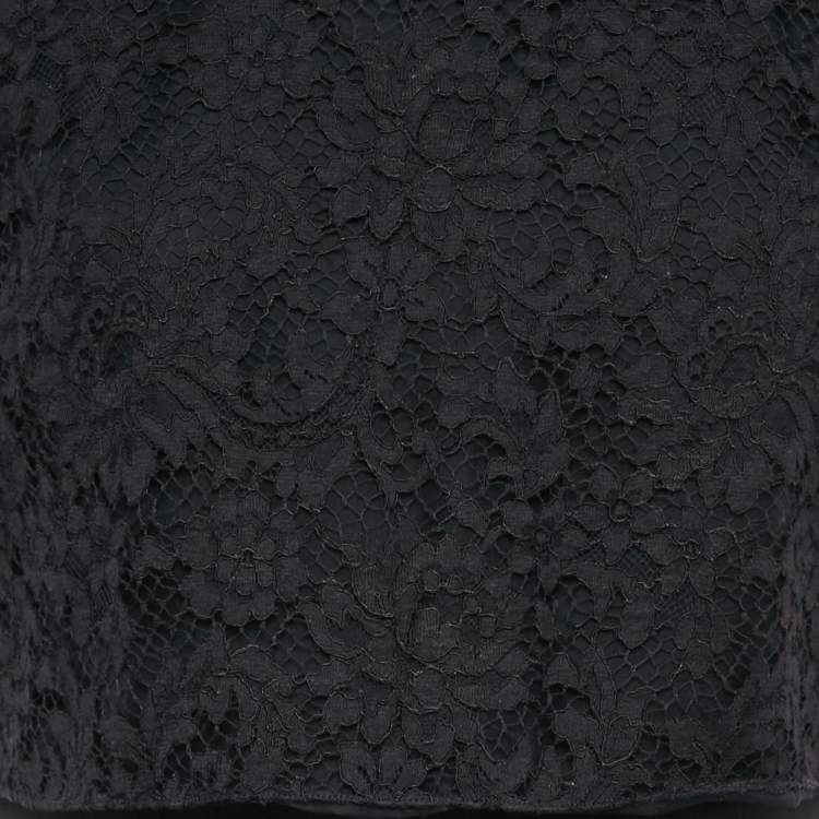 Pre Owned Christian Dior Black Silk Blend and Lace Short Dress M