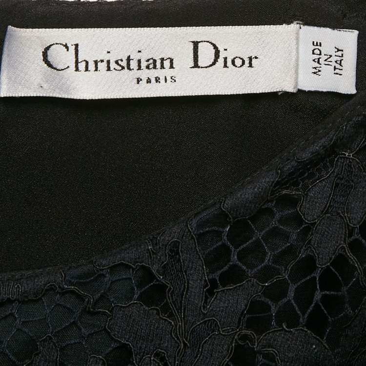 Pre Owned Christian Dior Black Silk Blend and Lace Short Dress M