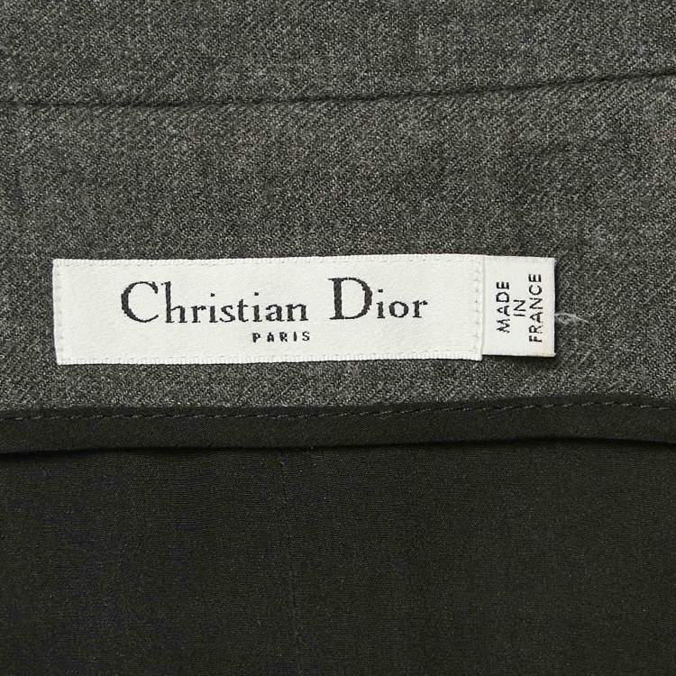 Pre Owned Dior Grey Wool Button Detail Sleeveless Overcoat L