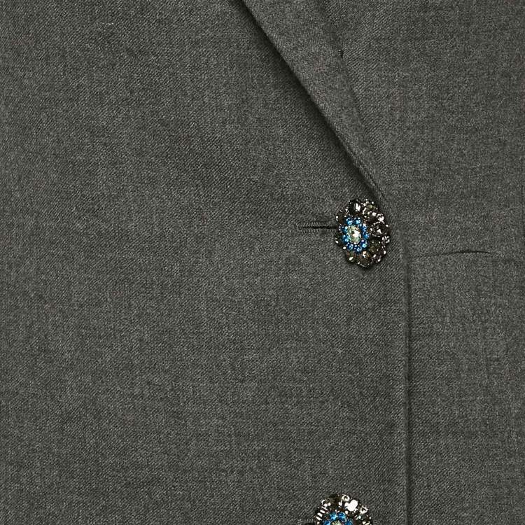 Pre Owned Dior Grey Wool Button Detail Sleeveless Overcoat L