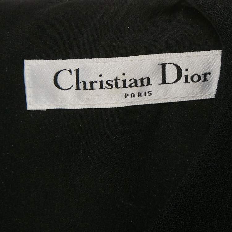 Pre Owned Dior Black Wool Button Front Mini Dress L