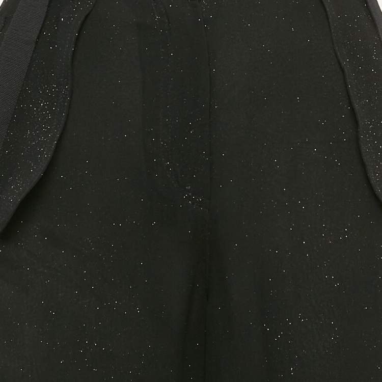 Pre Owned Christian Dior Black Sparkled Silk Belt Detail Trousers M