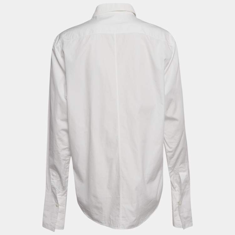 Pre Owned Dior White Cotton Button Front Tuxedo Shirt L