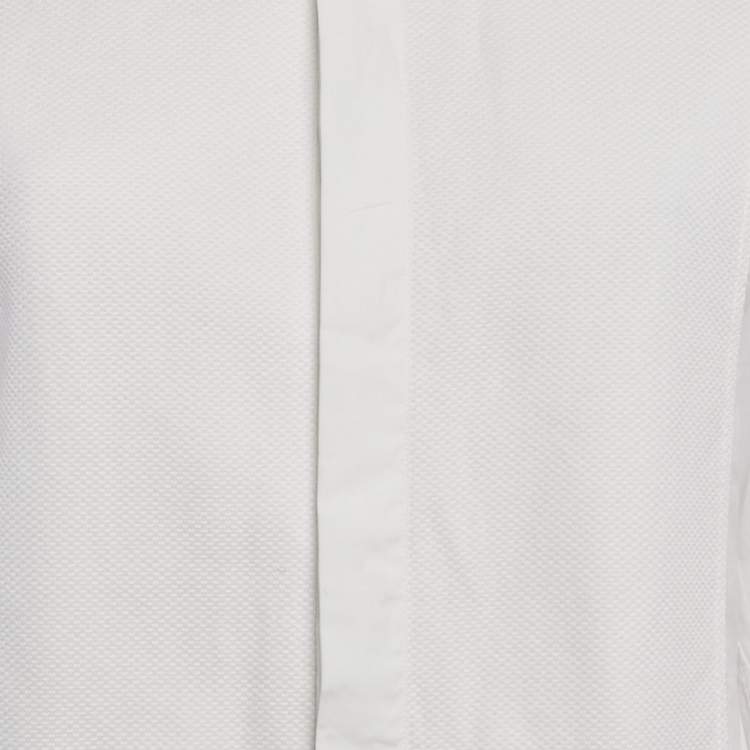 Pre Owned Dior White Cotton Button Front Tuxedo Shirt L