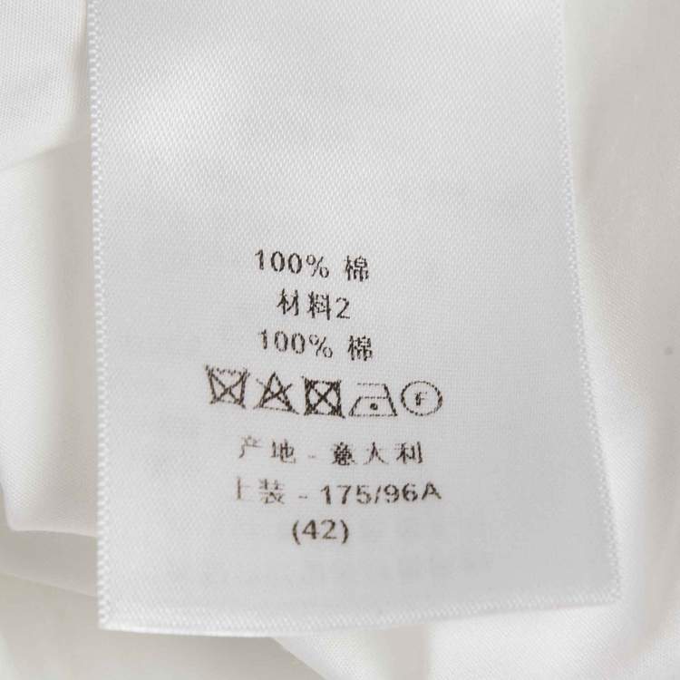 Pre Owned Dior White Cotton Button Front Tuxedo Shirt L