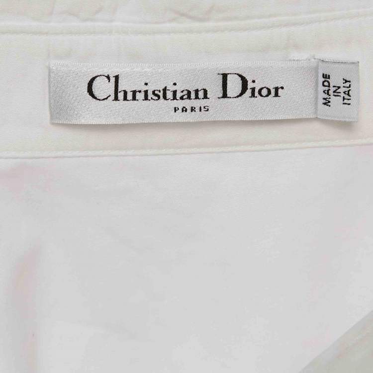 Pre Owned Dior White Cotton Button Front Tuxedo Shirt L