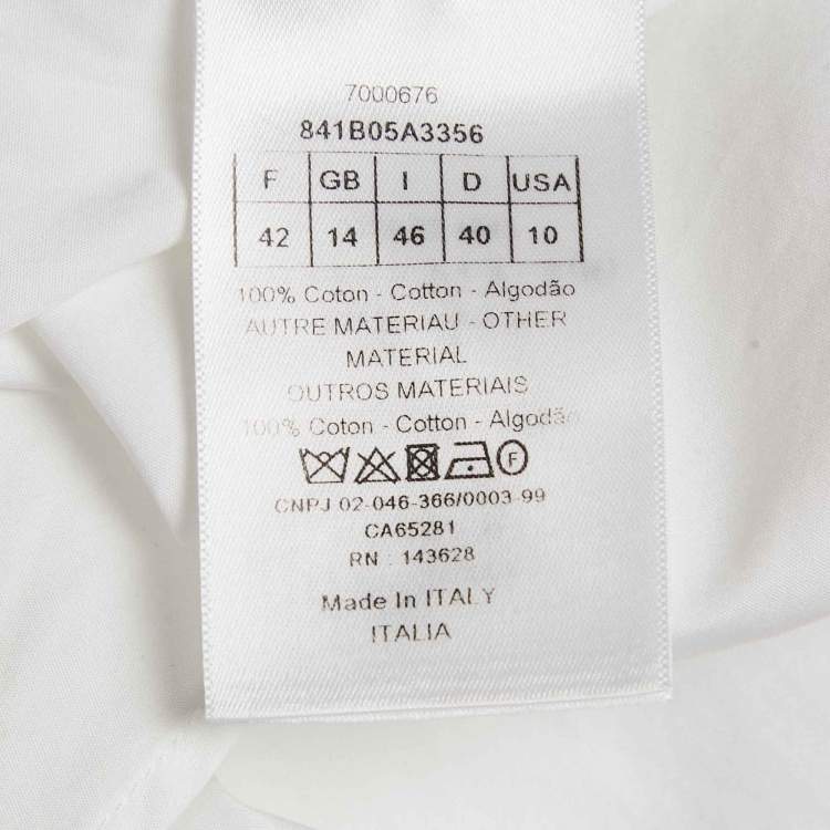 Pre Owned Dior White Cotton Button Front Tuxedo Shirt L