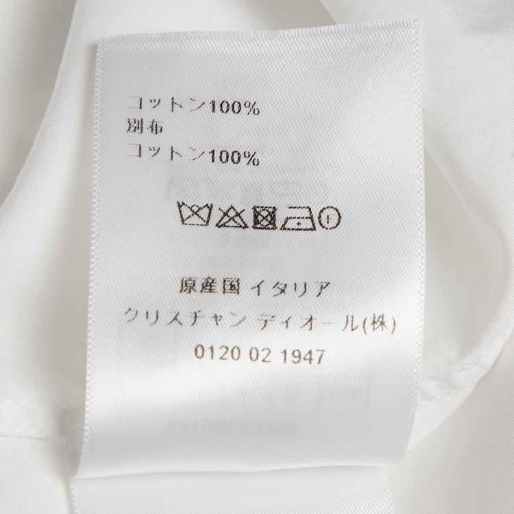 Pre Owned Dior White Cotton Button Front Tuxedo Shirt L