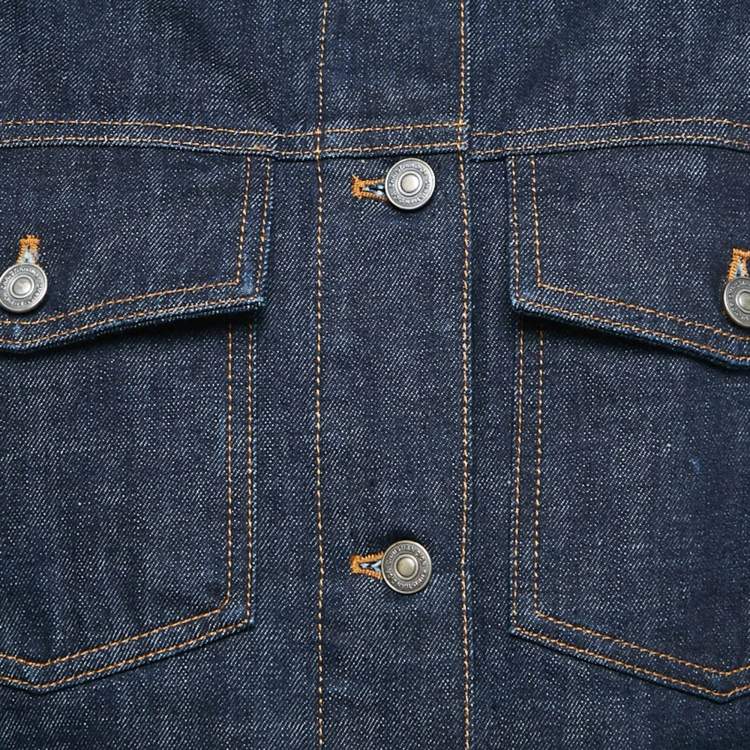 Pre Owned Dior Navy Blue Denim Button Front Loose Fit Jacket S