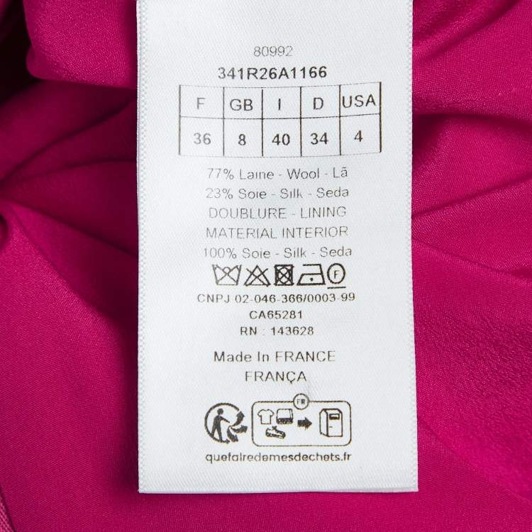 Pre Owned Dior Fuchsia Pink Wool & Silk Shift Dress S