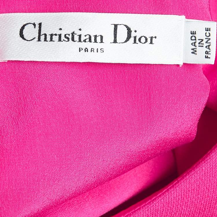 Pre Owned Dior Fuchsia Pink Wool & Silk Shift Dress S